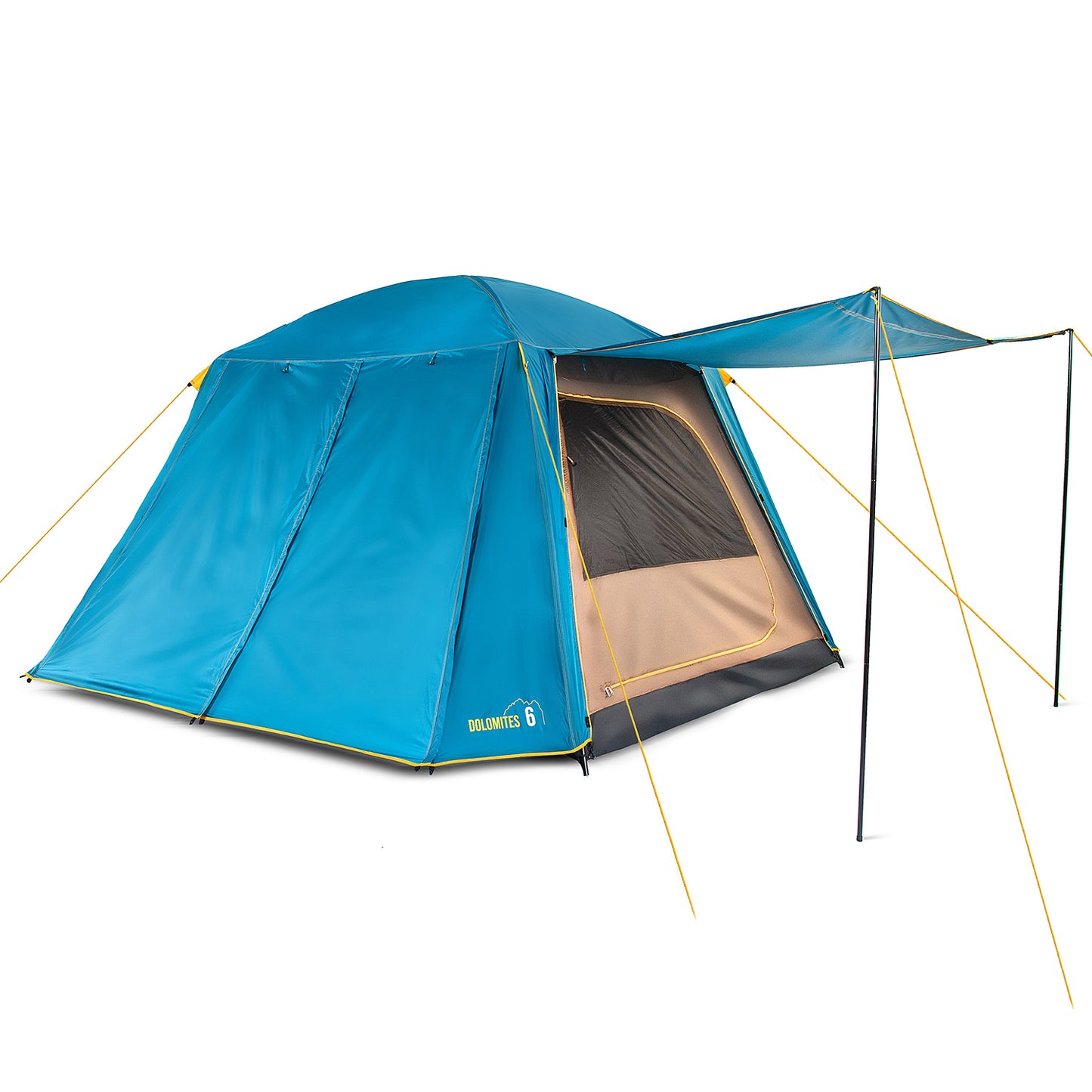 Carpa Camping Dolomites 6, 6 personas techo largo 3000 mm doble toldo