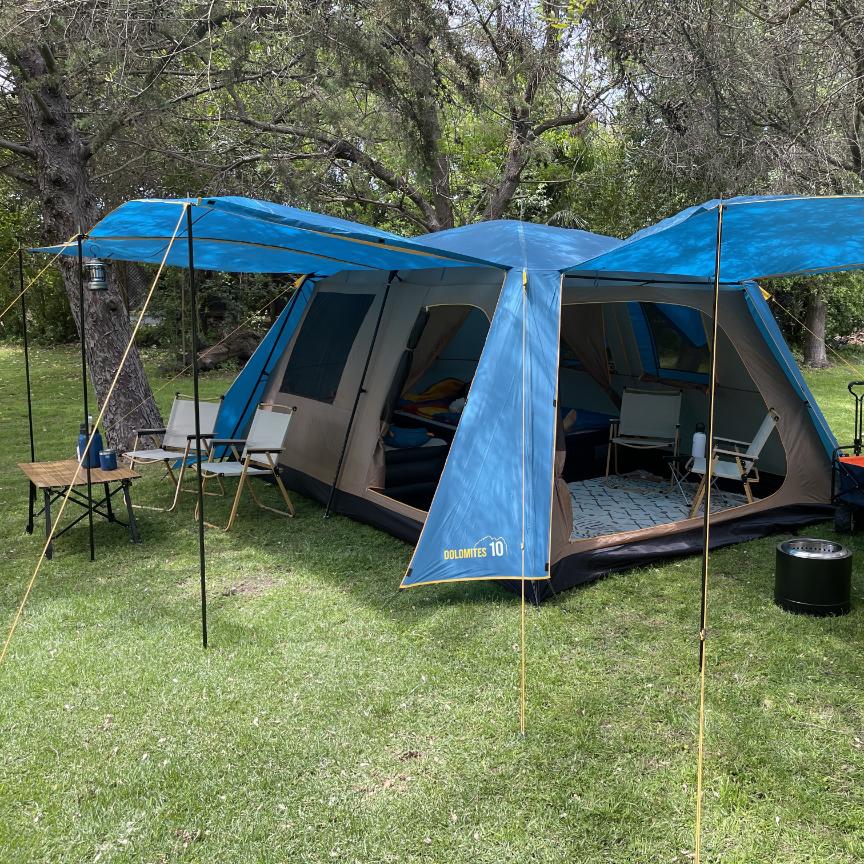 Carpa Camping Dolomites 6, 6 personas techo largo 3000 mm doble toldo