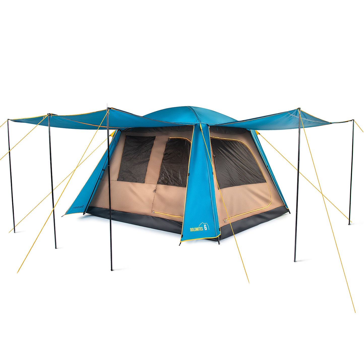 Carpa Camping Dolomites 6, 6 personas techo largo 3000 mm doble toldo
