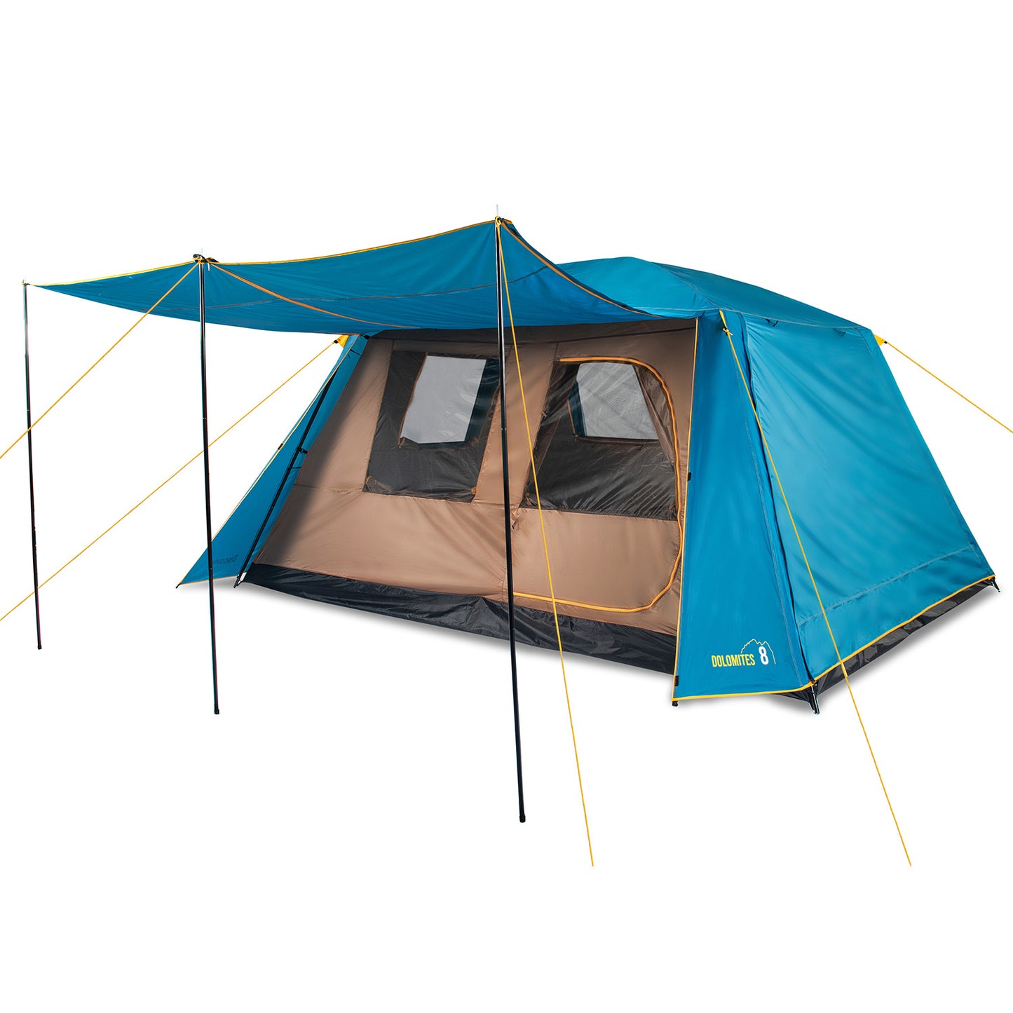 Carpa Camping Dolomites 8, 8 personas techo largo 3000 mm doble toldo