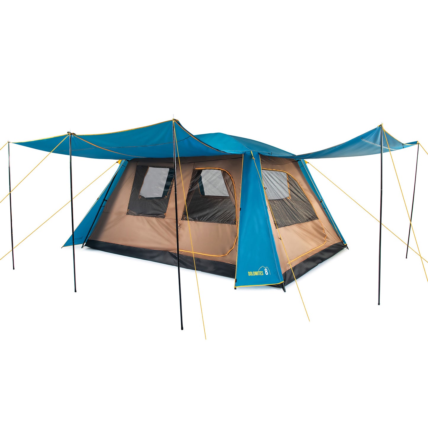 Carpa Camping Dolomites 8, 8 personas techo largo 3000 mm doble toldo