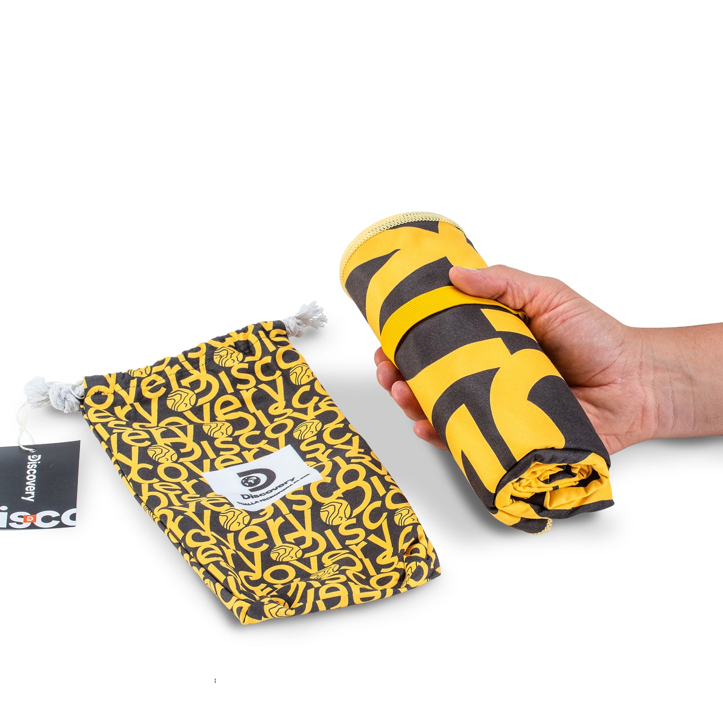Toalla Microfibra grande Amarillo - Negro Discovery (90 x 200)