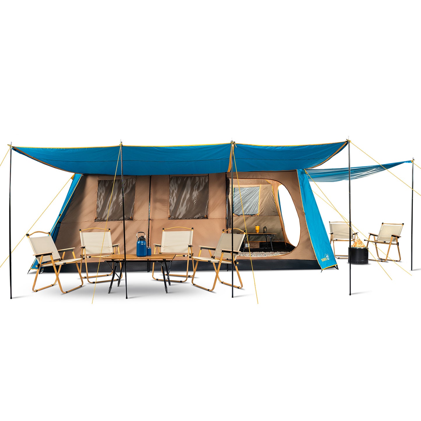 Carpa Camping Dolomites 12, 12 personas techo largo 3000 mm doble toldo