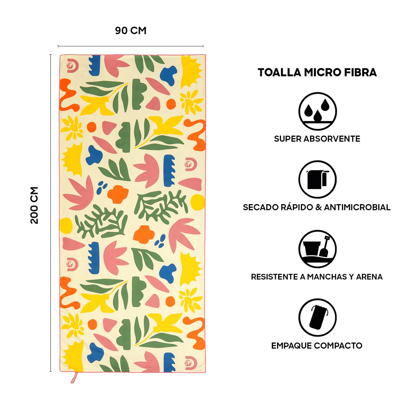 Toalla Microfibra grande Beach - Flowers Discovery (90 x 200)