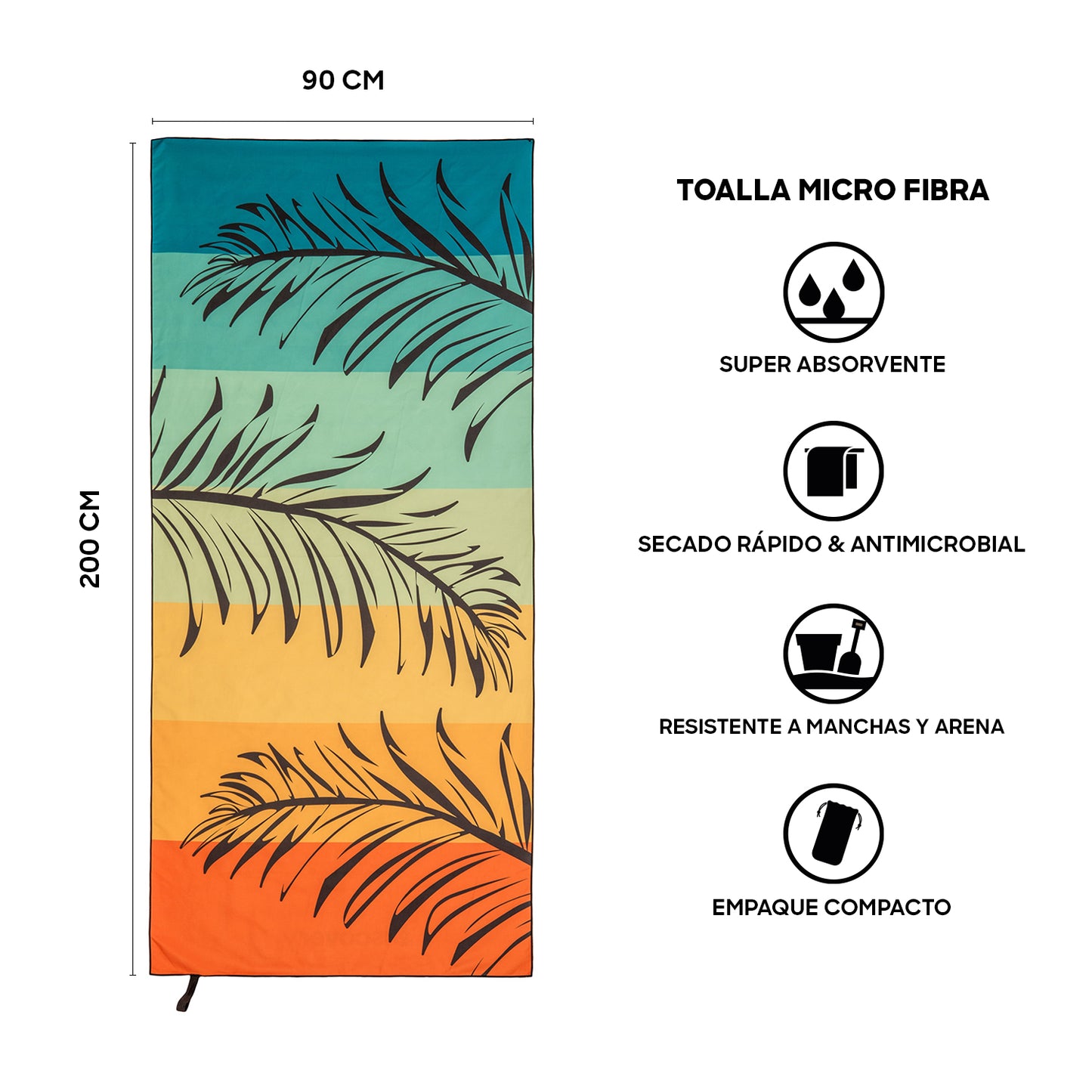 Toalla Microfibra grande Beach - Sunset Discovery (90 x 200)