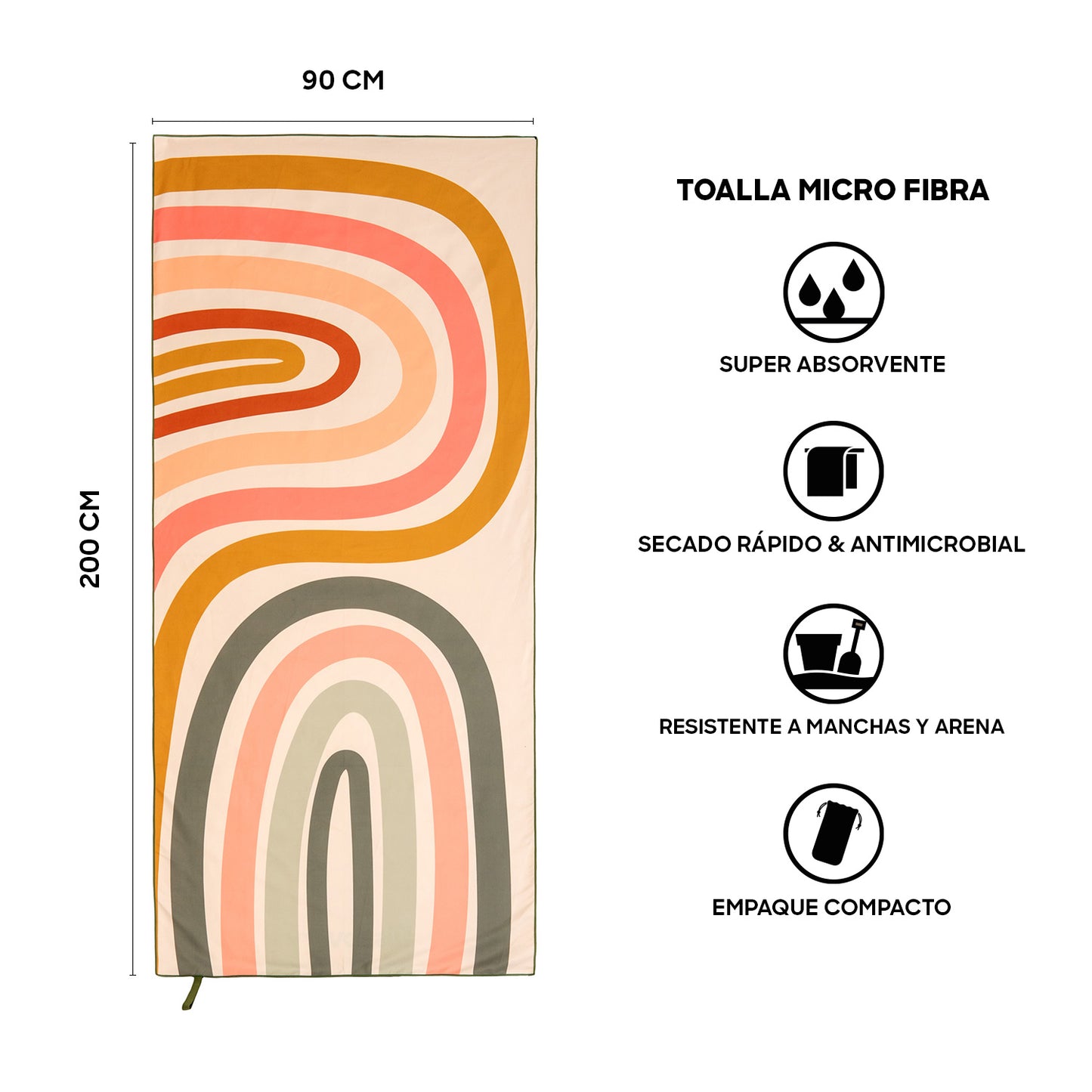 Toalla Microfibra grande Pink Lines Discovery (90 x 200)