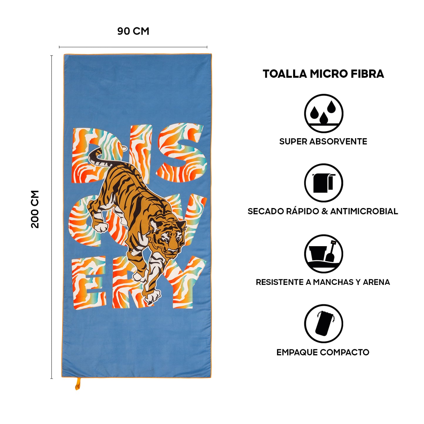 Toalla Microfibra grande Tiger Discovery (90 x 200)