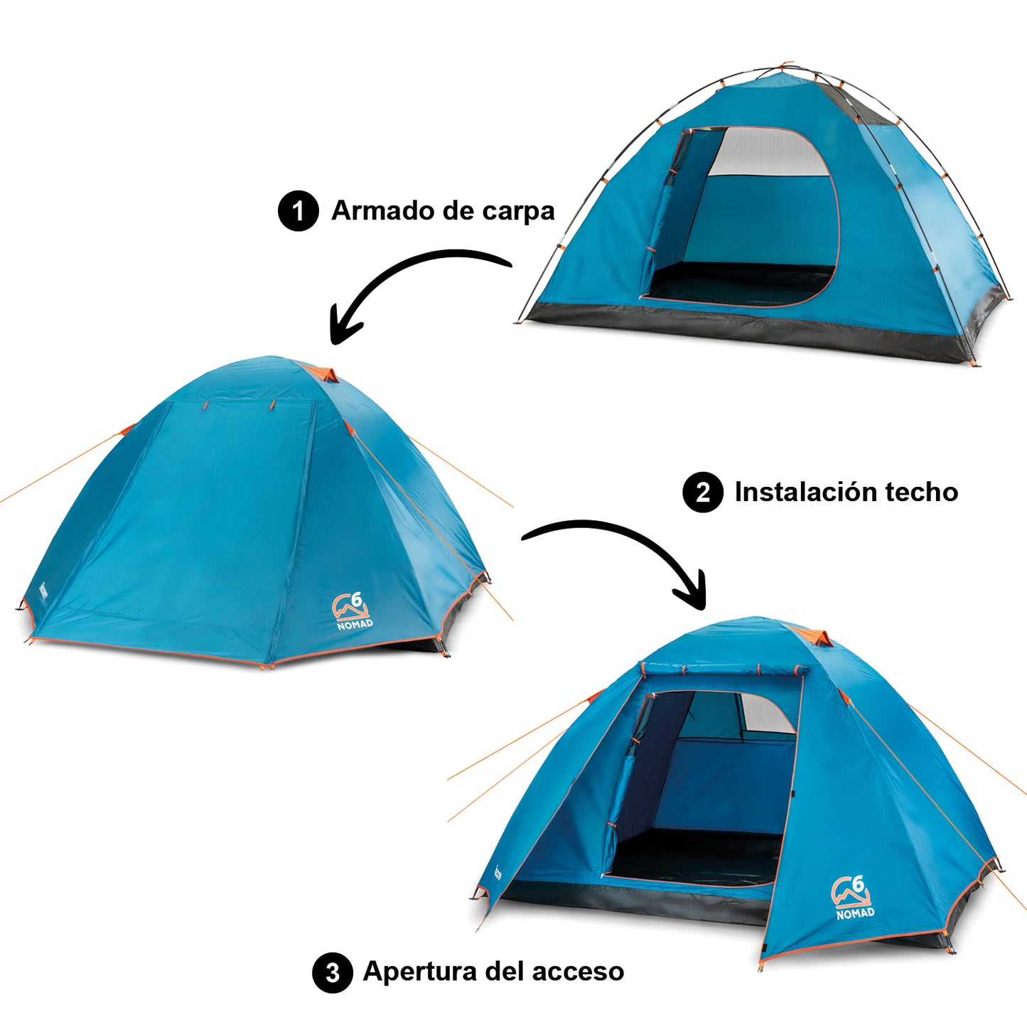 Carpa Camping 6 Personas Nomad Techo Largo 3000mm