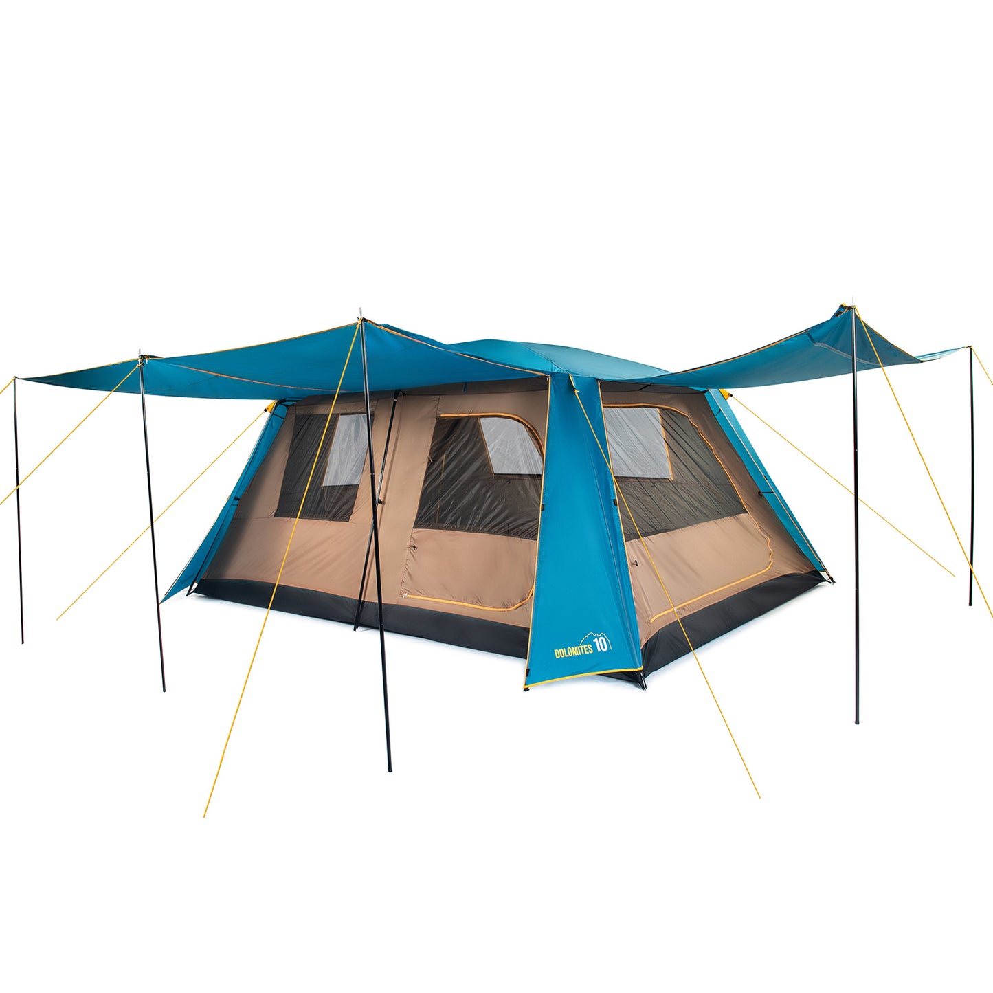 Carpa Camping Dolomites 10, 10 personas techo largo 3000 mm doble toldo