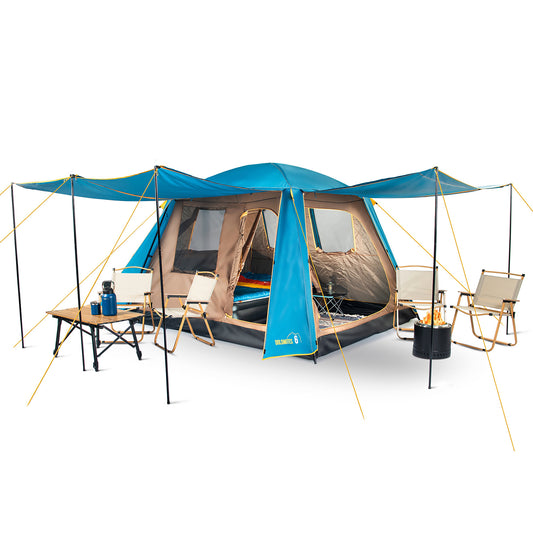 Carpa Camping Dolomites 6, 6 personas techo largo 3000 mm doble toldo